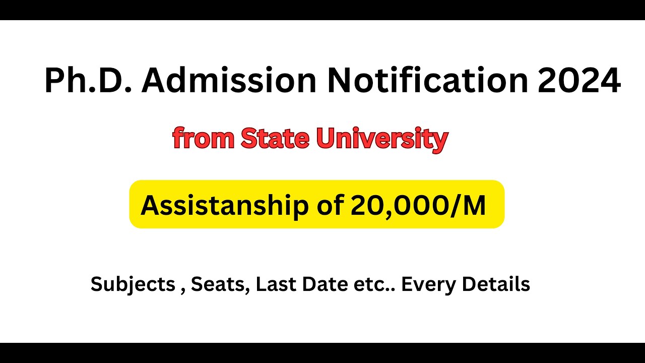 PhD Admission Notification 2024/ VMSBUTU/ State University/ Government University