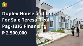 Duplex House and Lot For Sale Teresa Rizal Pag-IBIG Financing