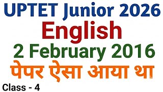 UPTET Junior Level English Solved Paper 2016🎯 | UPTET Previous Year Question Paper Analysis🔥| UPTET