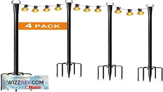 4 Pack String Light Poles for Outside Thickened Metal Christmas Lights Hanger