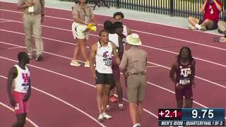 University of Arkansas Jordan Anthony running 9.75 seconds at the NCAA West Regionals Quarterfinals