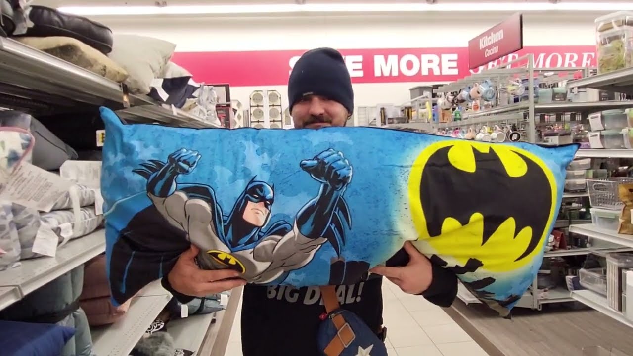 BATMAN BIG PILLOW WITH THE BAT SIGNAL - BOYS ROOM DECOR - BUDGET SHOPPING