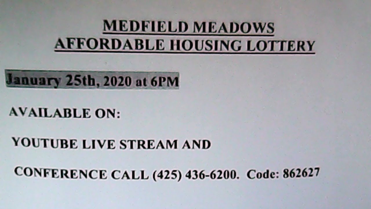 Medfield Meadows Affordable Housing Lottery YouTube