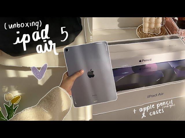 ipad air 5th gen (purple) unboxing in 2023 💜 apple pencil (2nd