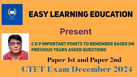 CTET Exam December 2024 | C D P | Important Points to Remember #ctet2024 #ctet