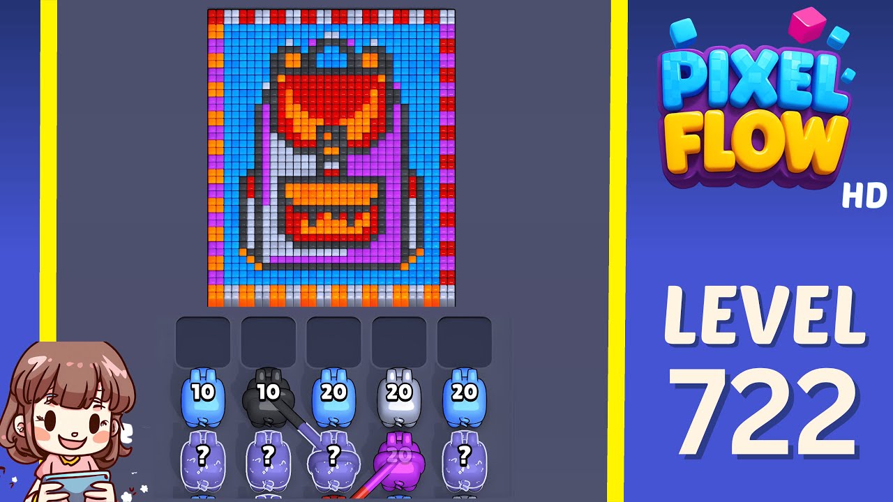Pixel Flow Level 722 Solution Walkthrough