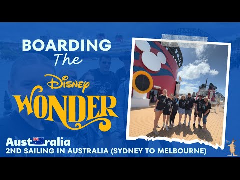 Day 1, part 1: BOARDING the Disney WONDER | First time Disney Cruise Line has ever come to AUSTRALIA Video Thumbnail