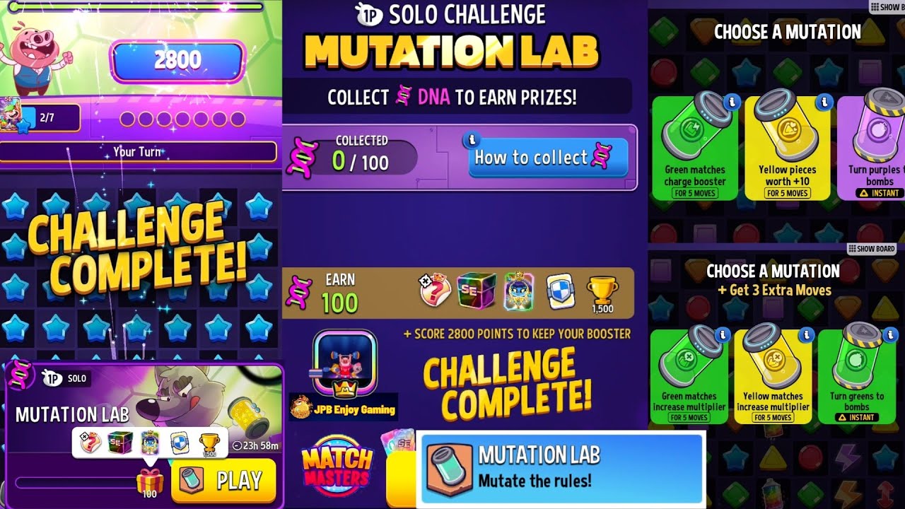 Match Master Solo Challenge Mutation Lab 100 DNA 2800 Score. - YouTube
