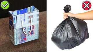 How to make Newspaper bag , use paper bag instead of plastic bag