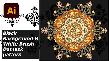 Black Background and White Brush, Damask Pattern