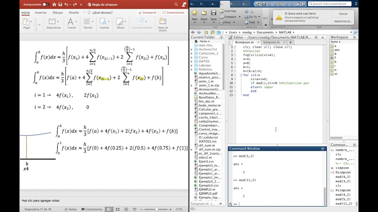 Regla de simpson explicación y programa en MATLAB - YouTube