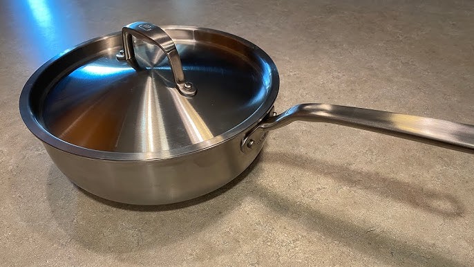 Misen 3 QT Stainless Steel Saucier Pan with Lid - 5-Ply Steel Sauce Pan