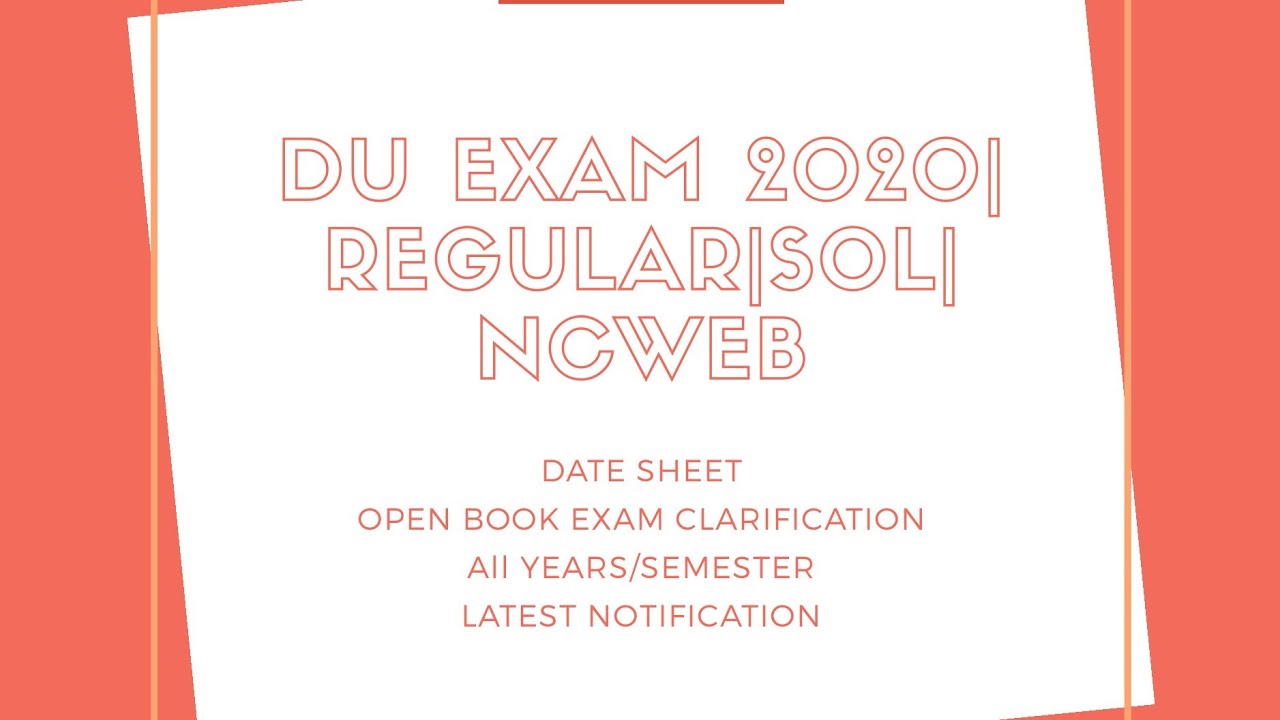 DU OPEN BOOK EXAM 2020| REGULAR | SOL | NCWEB 