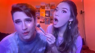 Doing my boyfriends makeup in quarantine (Hangout with us)