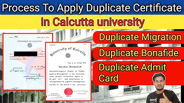 Duplicate Certificate : Process To Apply Duplicate Certificate From Calcutta university #cu