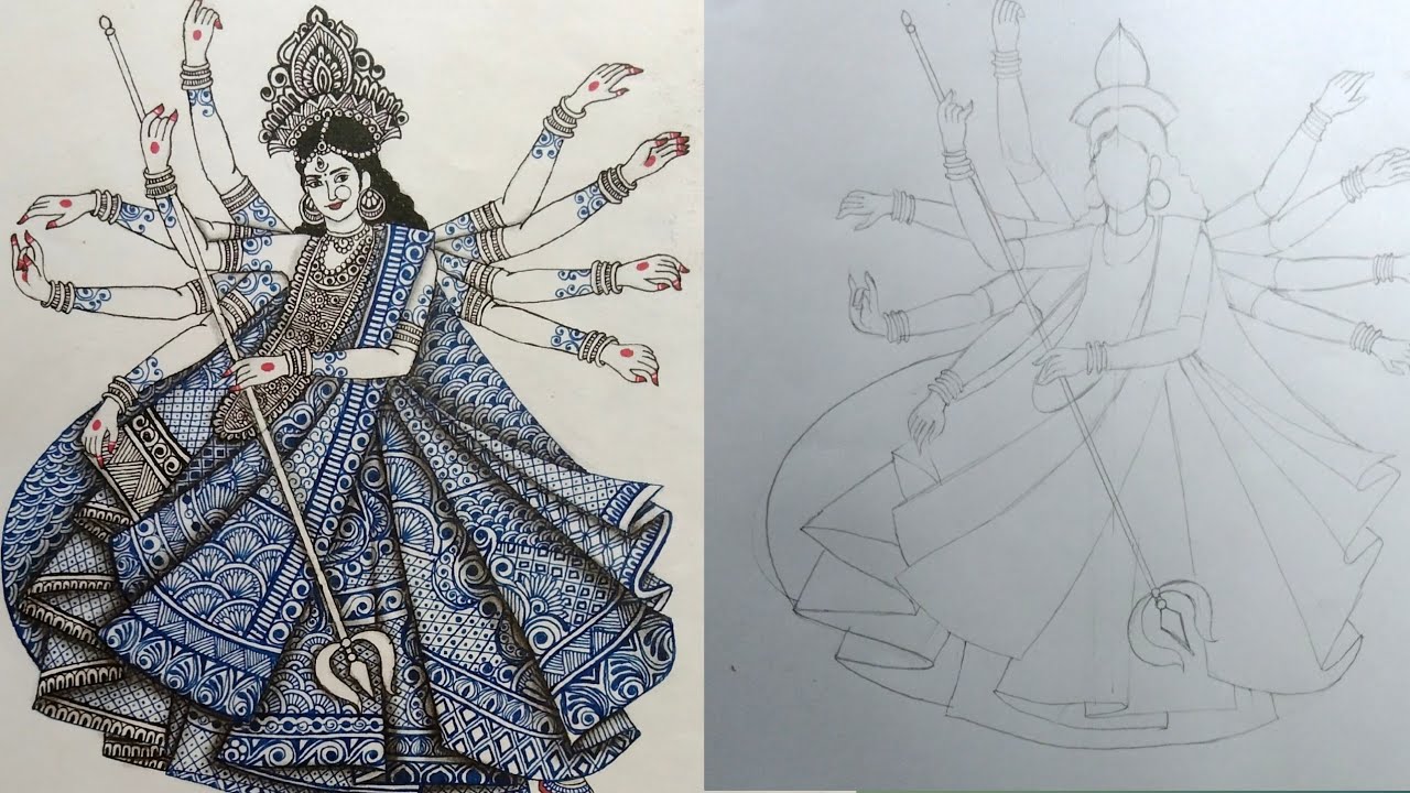 How to draw Devi Durga | Durga Mandala art | Durga drawing | 