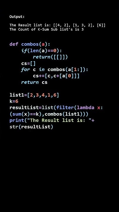 Print Count of K-Sum Sub lists of a given list in Python using ...