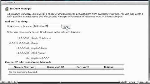 cPanel - IP Deny Manager