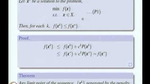 Mod-10 Lec-40 Barrier and Penalty Methods, Augmented Lagrangian Method and Cutting Plane Method