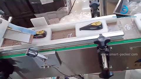 Customized bottle jig mold holder conveyor top automatic labeling machine testing video