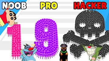 NOOB vs PRO vs HACKER | In Crowd Number Run 3D | With Oggy And Jack And Shinchan