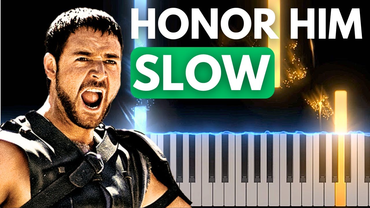 Gladiator - Honor Him / Now We Are Free | SLOW Beginner Piano Tutorial + Sheet Music