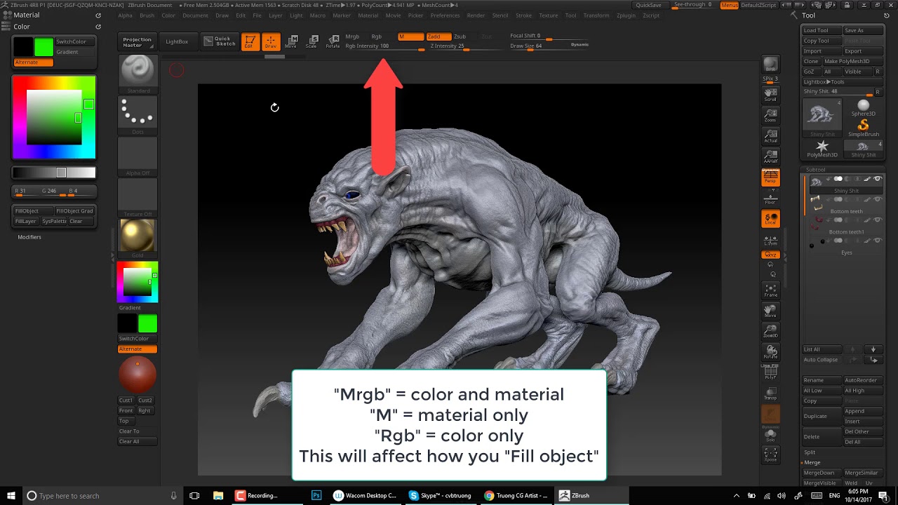 color models in zbrush