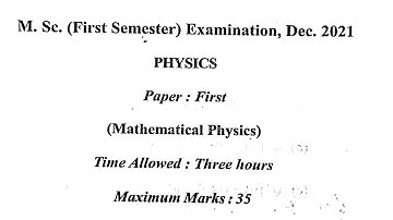 Mathematical physics paper/physics paper/MSc 1st sem/ Dec 2021