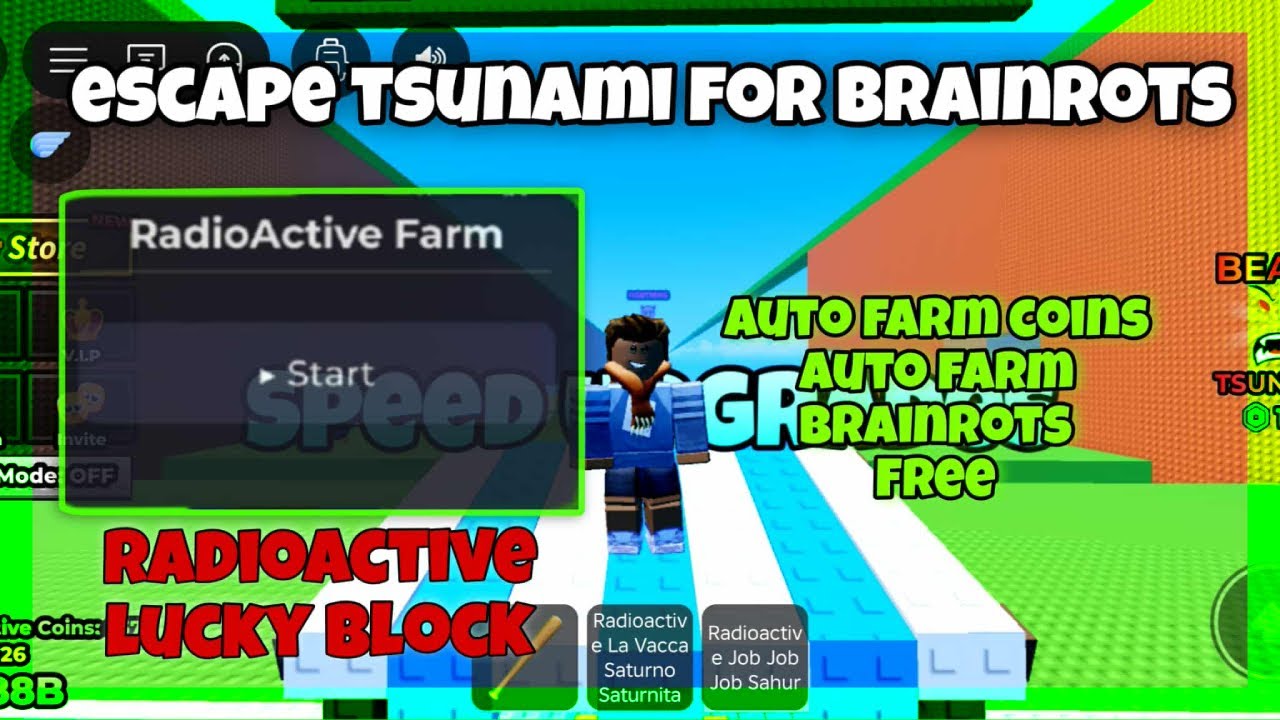 "NEW" RadioActive Update Script in Tsunami Brainrots | Auto Farm Coins + Auto Safe Zone (FREE)