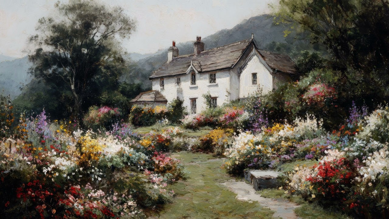 Moody Spring English Cottage TV Art 4K 🏡 Cozy Countryside Landscape Scene