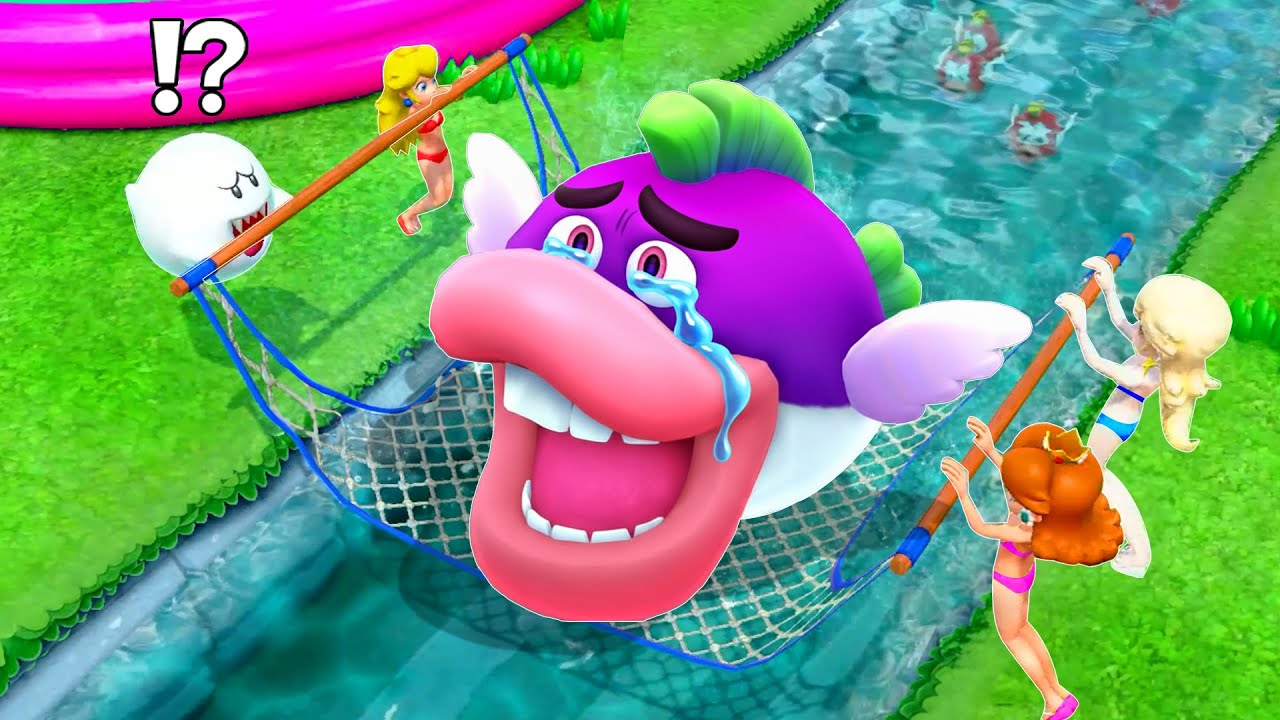 Super Mario Party River Survival Challenge – Boo & Swimwear Princesses (Peach, Daisy, Rosalina)