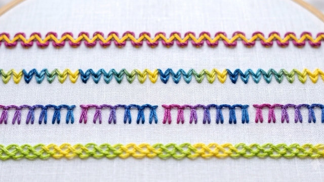 HandEmbroidery Stitches for Beginners|Cable Chain,Mirrored Blanket