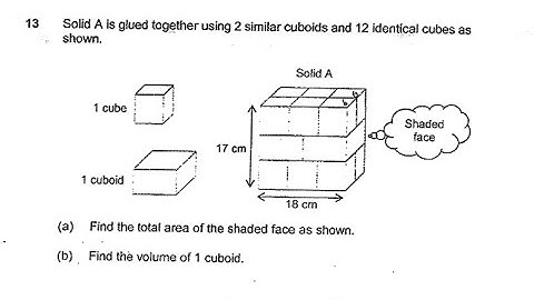 P6 2020 Red Swastika Prelims Q13 - Shaded face Area Volume | Solid A cuboids cubes | PSLE Maths
