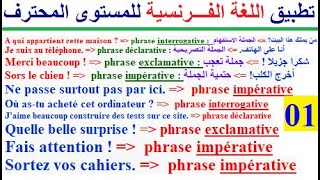 تعلم اللغة الفرنسية للمستوى المحترف : الدرس الأول تطبيق اللغة الفرنسية أنواع الجمل باللغة الفرنسية