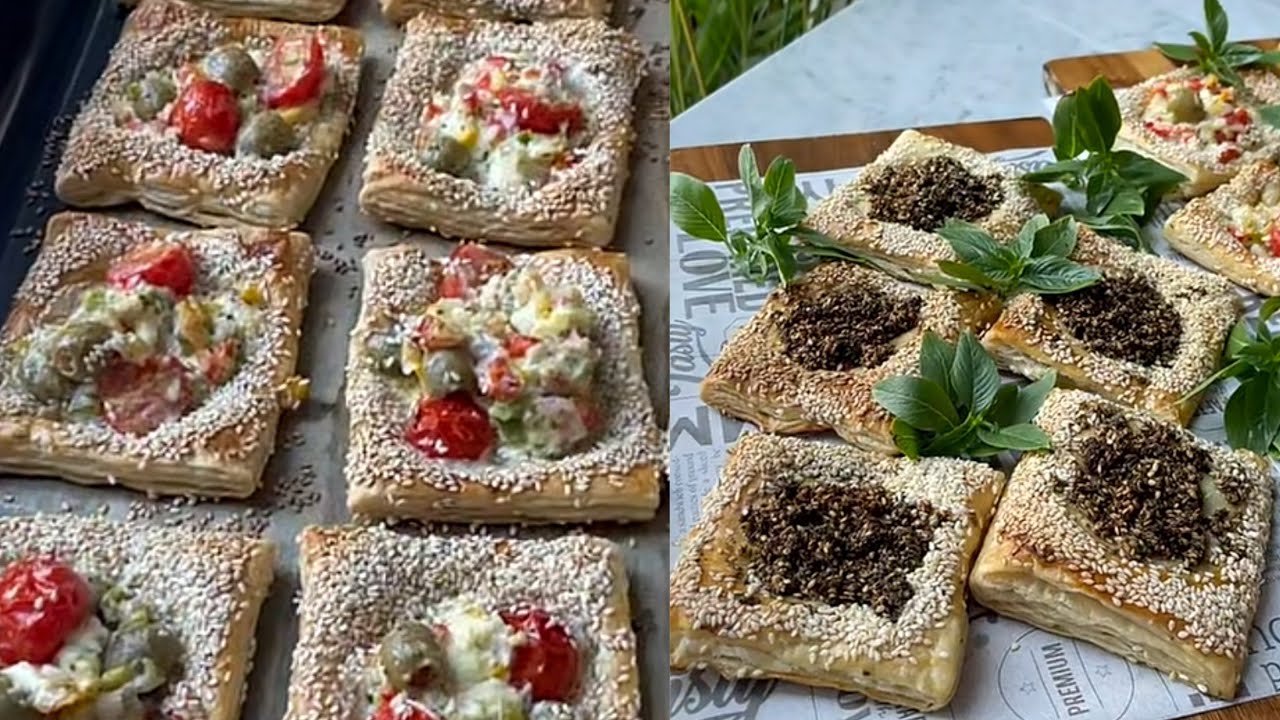 فطائر البف باستري بالسمسم سريعة ولذيذة مع شاي العصرية أوللفطور 😋✨️ ليالي