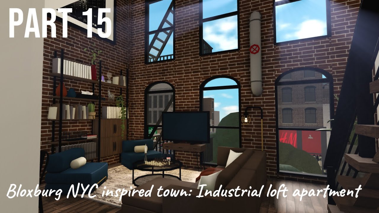 Bloxburg build: New York City town project | SpeedBuild part 15 - Cozy industrial loft apartment