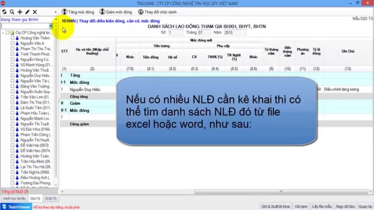 Hướng dẫn kê khai Thay đổi điều kiện đóng, căn cứ, mức đóng  trên phần mềm eBHXH