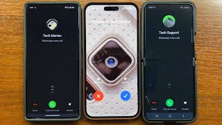 Pixel 7 Pro vs iPhone 14 PM vs Samsung Z Flip 5 WhatsApp Incoming Calls & Chat. Android, iOS, One UI screenshot 4