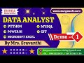 DATA ANALYST tutorials || Demo - 1 || by Mrs. Sravanthi On 14-10-2025 @11:30AM (IST)