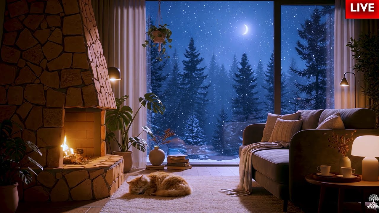 Warm Fire, Falling Snow & a Sleeping Cat |Happy New Year|