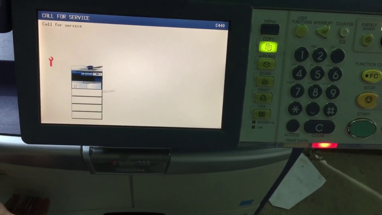 Toshiba eStudio 355 error code c440 reset - YouTube