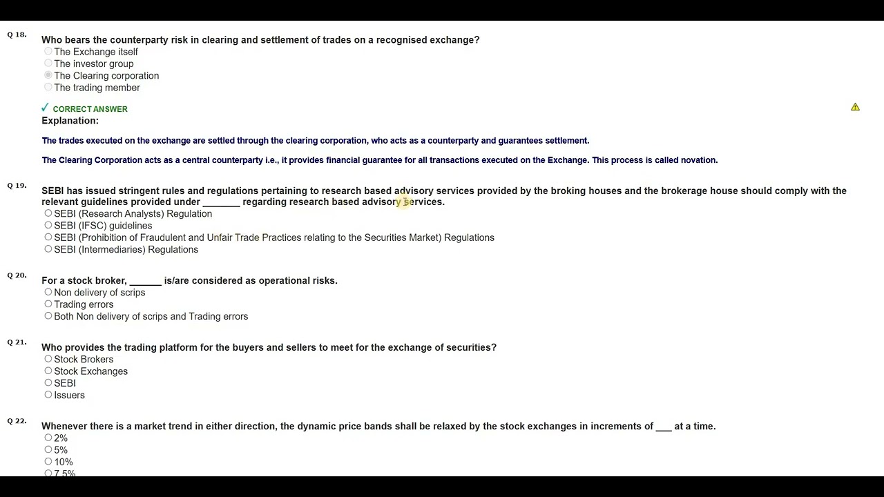 Securities Operation and Risk Management || SORM Test -1 || NISM VII || 2025-26
