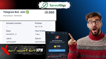 Telegram Bot : Join Task On SproutsGigs 2024 | Telegram Join Bot task Complete With VPN  SproutsGigs