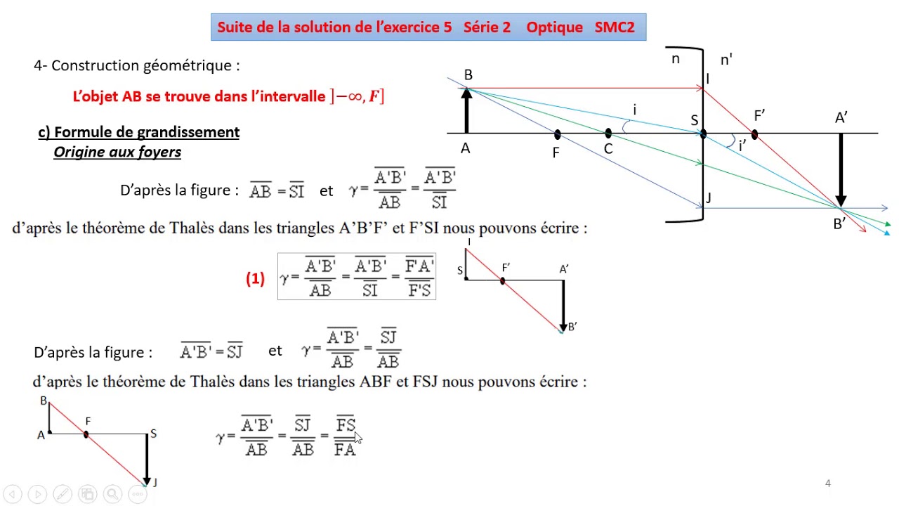 Solution de l'exercice 5 Série 2 OPTIQUE SMC2 2019 2020