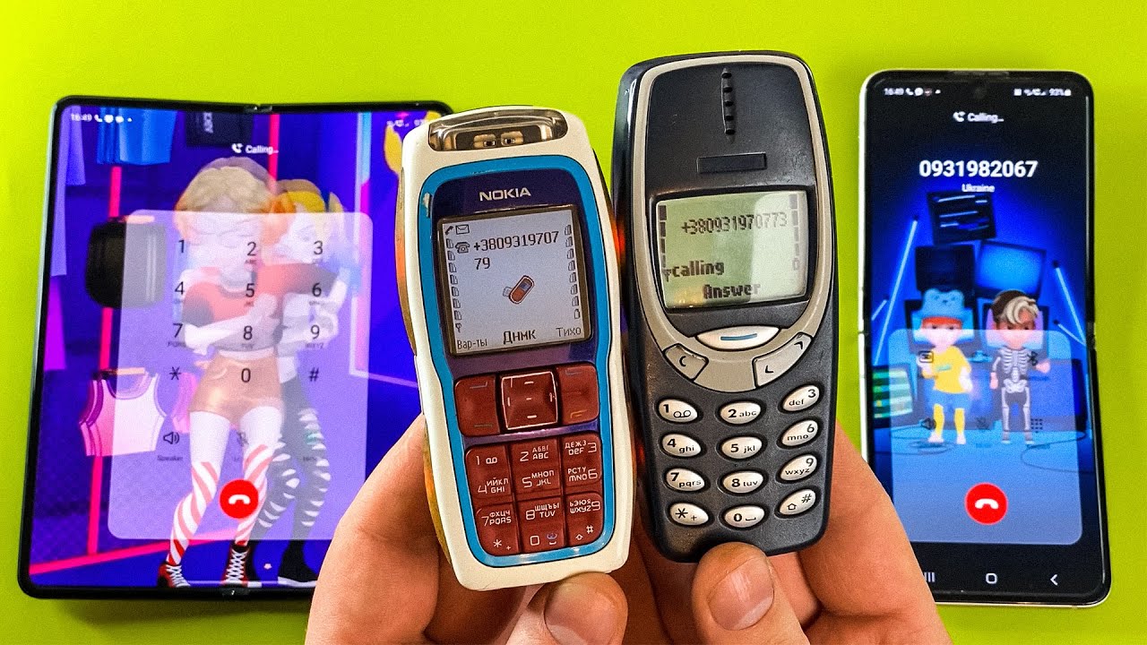 Nokia 3220 + Nokia 3310 vs Galaxy Z Fold 3 + Z Flip 3 Incoming call & Outgoing call