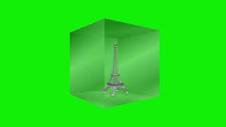 Куб 3D с Эйфелевой башней внутри (хромакей)