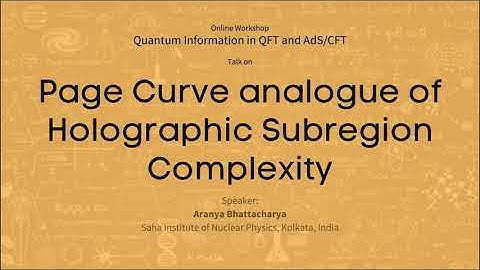 Page Curve analogue of Holographic Subregion Complexity | Aranya Bhattacharya | Physics Workshop2020