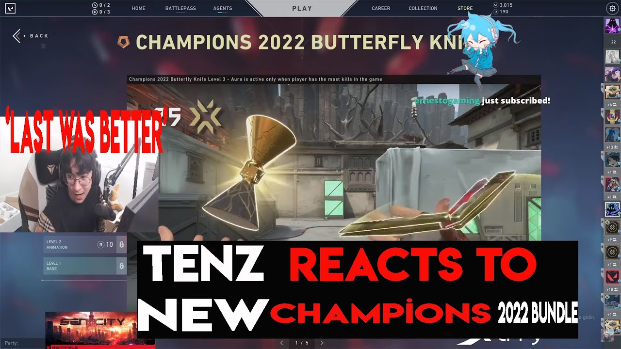 TenZ Reacts to the *NEW* Champions 2022 BUTTERFLY, Last compares to Champions Karambit!!!