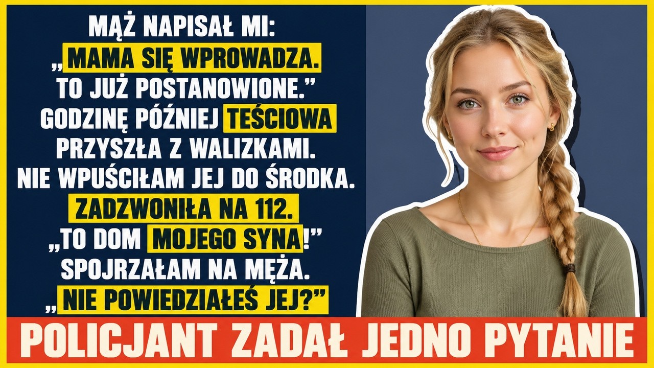 „Mama się wprowadza. To już postanowione.” Czytałam te słowa w kuchni, przy niedopitej herbacie, gdy na lodówce wisiał plan zajęć córki. Godzinę później pod furtką zatrzymał się samochód...