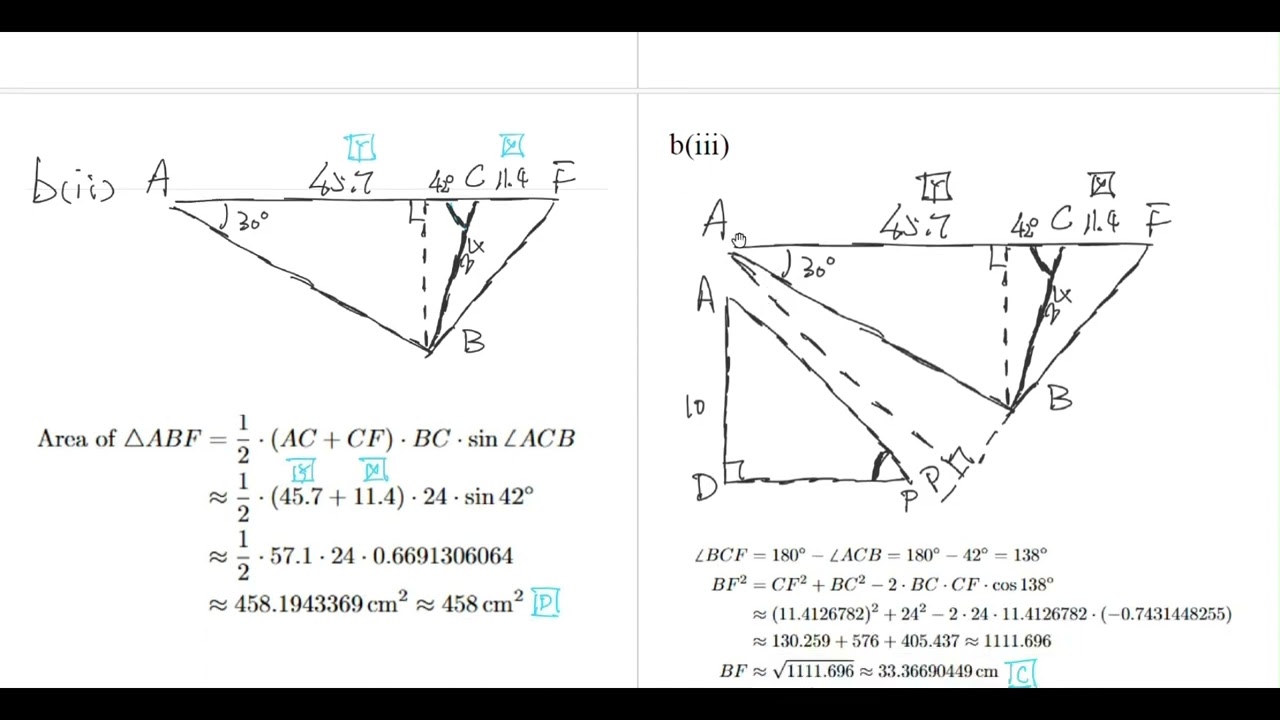 DSE 2017 MATH I Q19, 3D trigo, Sine Formula, Cosine Formula, Angle between two planes